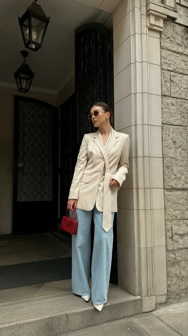 old money spring outfits 2026 Cream Tailoring with a Bold Cherry Accent