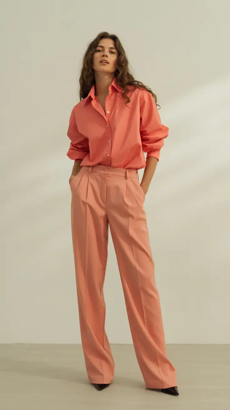 Soft Every Day Spring Outfits 2026 Soft Coral Tailoring for Gentle Spring Color