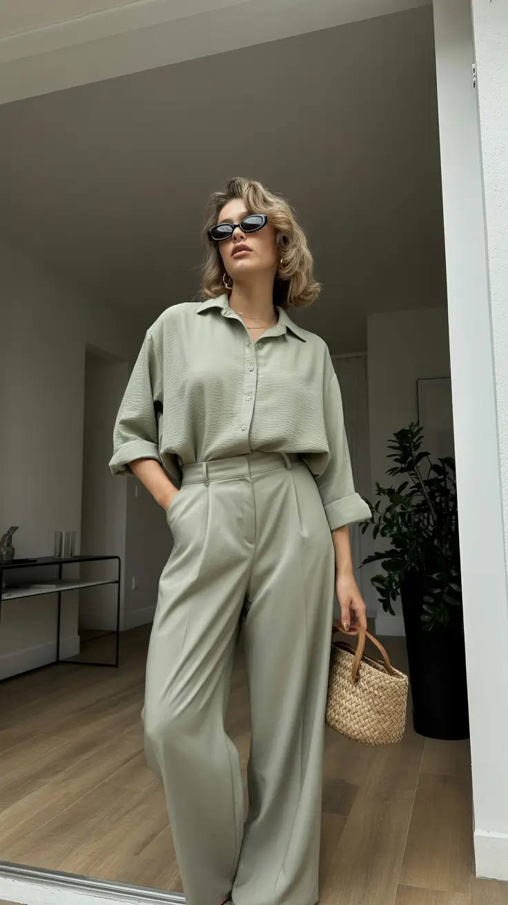 Soft Every Day Spring Outfits 2026 Sage-Toned Ease with Natural Texture