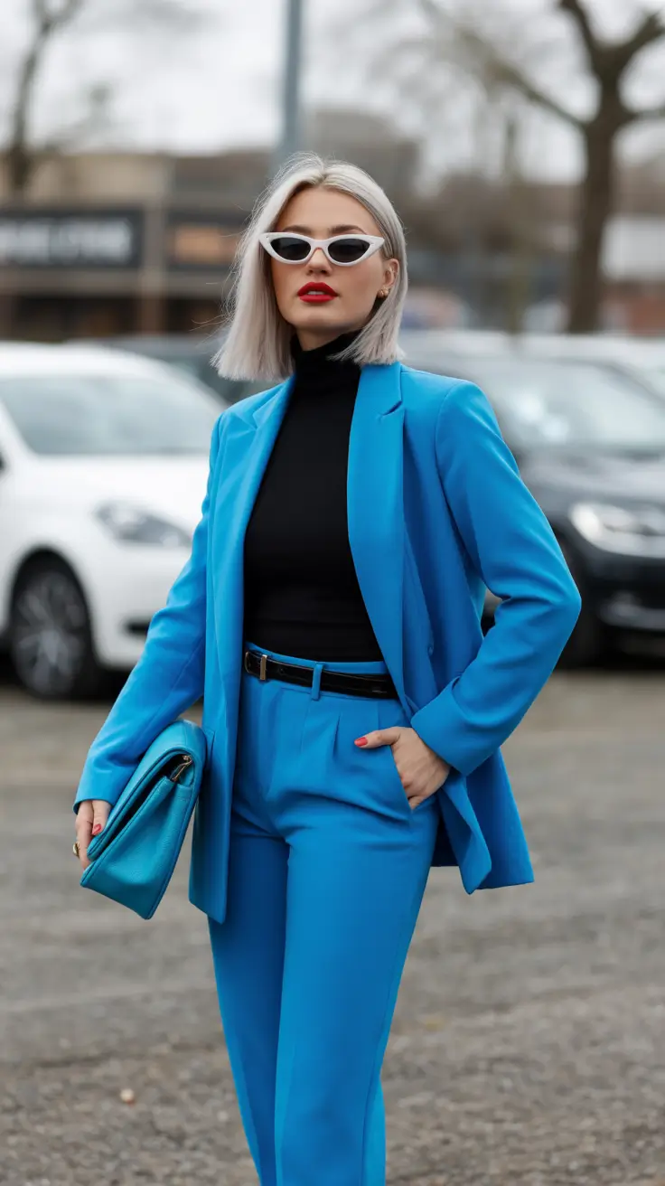 spring capsule wardrobe ideas 2026 Electric Blue Tailoring with Classic Contrast