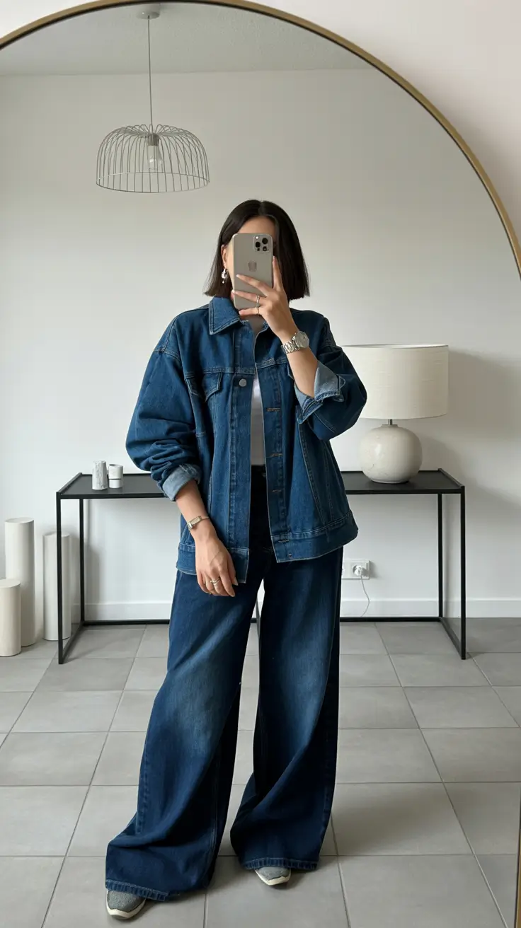 stylish spring jean jacket outfits 2026 Dark Denim Confidence for Early Spring