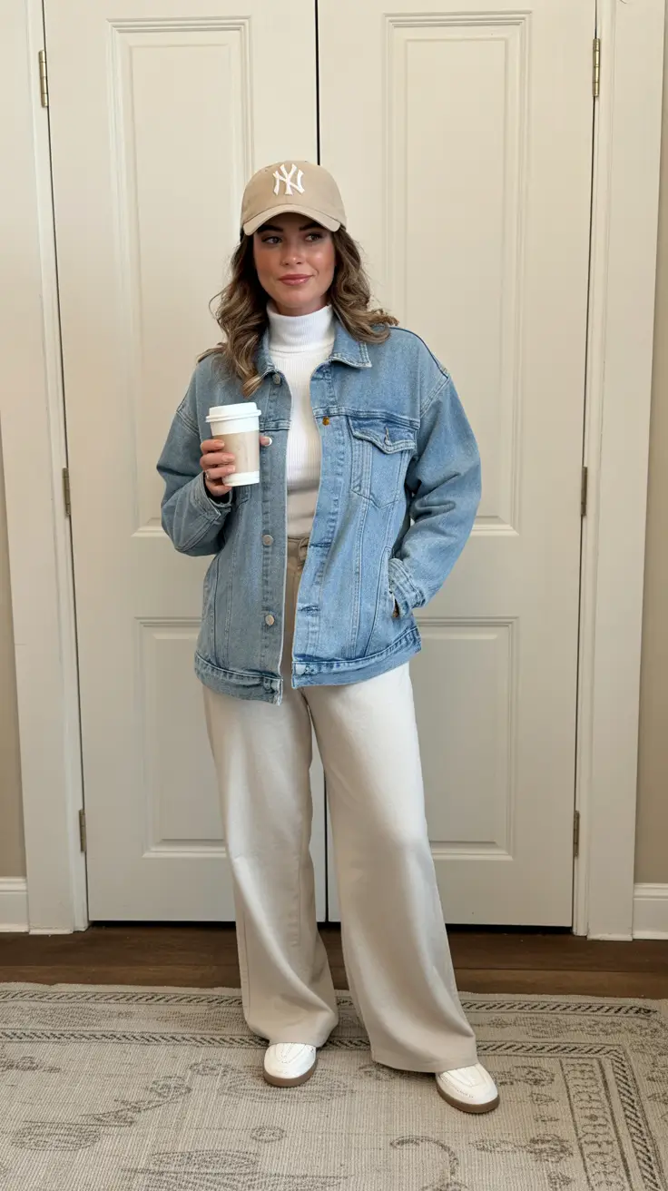 stylish spring jean jacket outfits 2026 Soft Neutrals for a Gentle Early Spring Morning