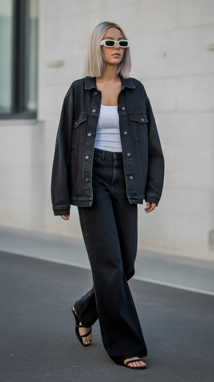 stylish spring jean jacket outfits 2026 Minimalist Black Denim for a Clean Spring Look