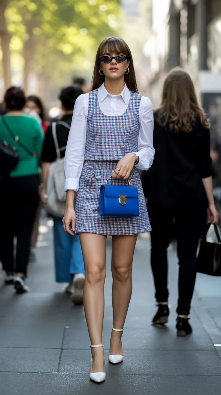 Versatile spring office outfits 2026 — Playful Mini-Skirt Suiting With a Retro Twist