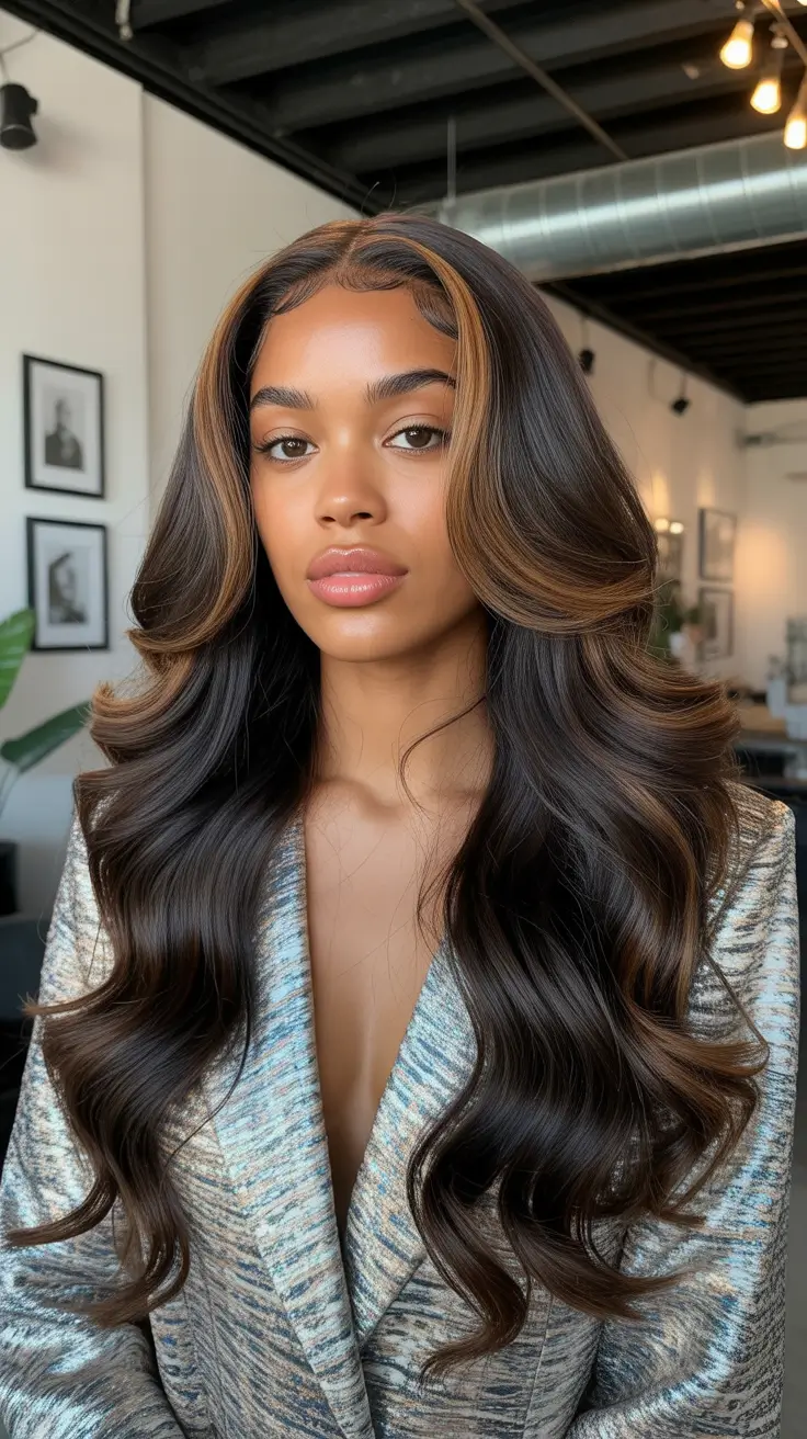 amazing spring hair color for dark skin 2026 Luxurious Mocha Brown With Subtle Caramel Highlights