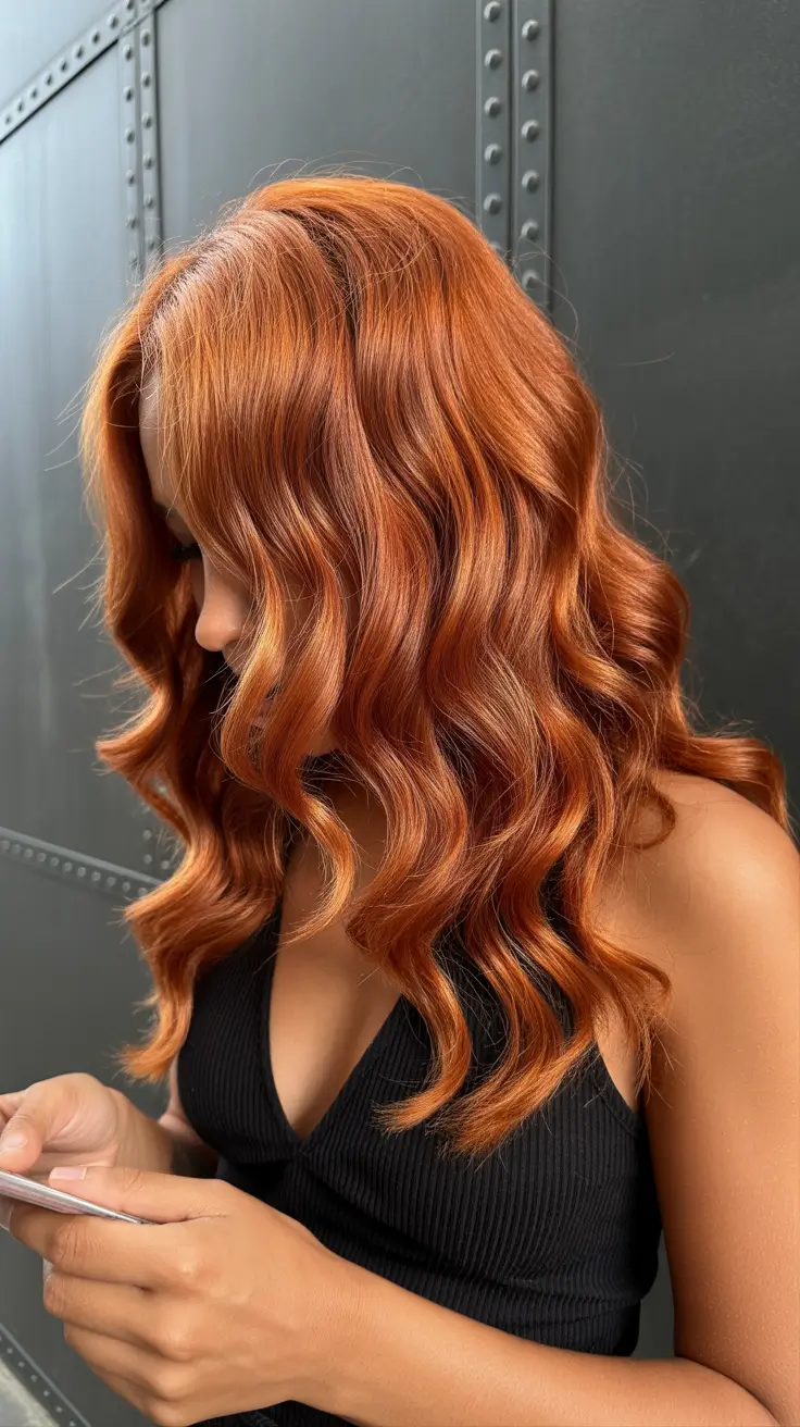 amazing spring hair color for dark skin 2026 Copper Ginger Waves That Catch Every Ray