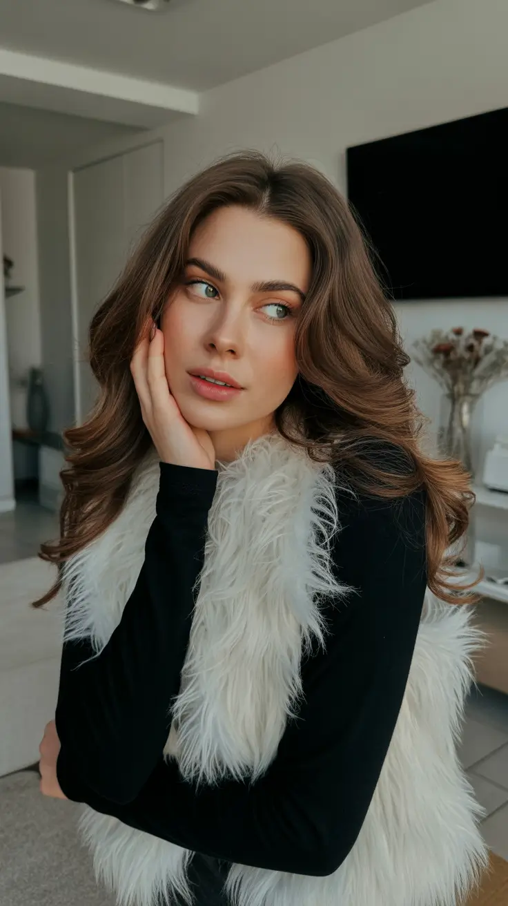 amazing spring mid length haircut 2026 Voluminous Brunette Blowout with Soft Side Part