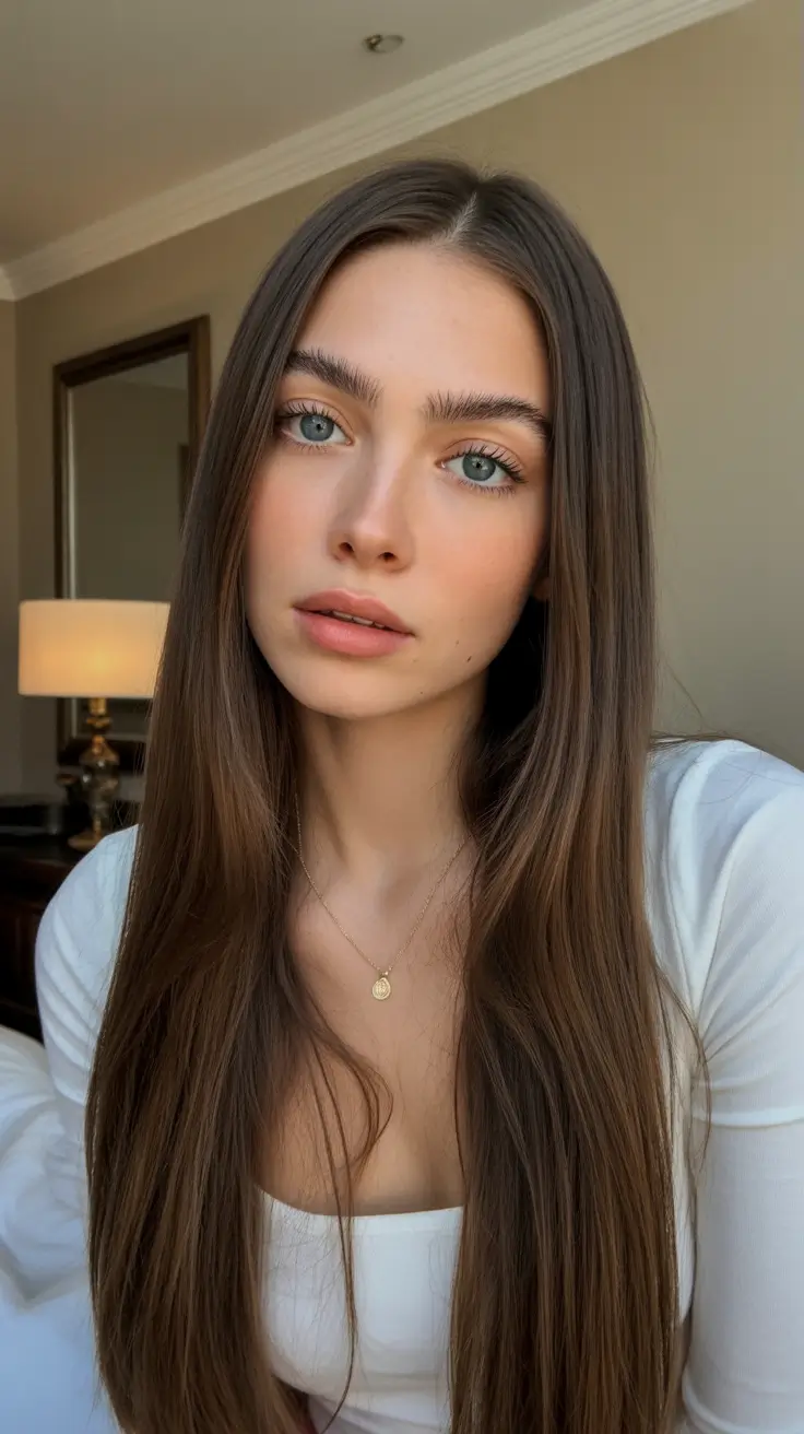 amazing spring mid length haircut 2026 Ultra Sleek Chocolate Length with Precision Ends