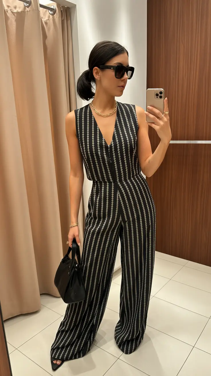 bold spring break outfit 2026 Chic Monochrome Stripes for Urban Nights