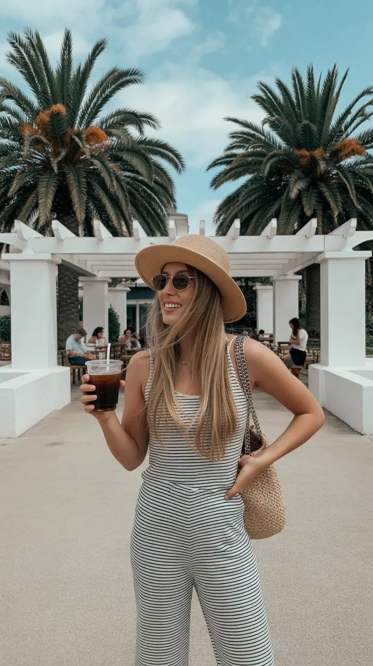 bold spring break outfit 2026 Striped Jumpsuit Ease for Wander-Anywhere Vibes