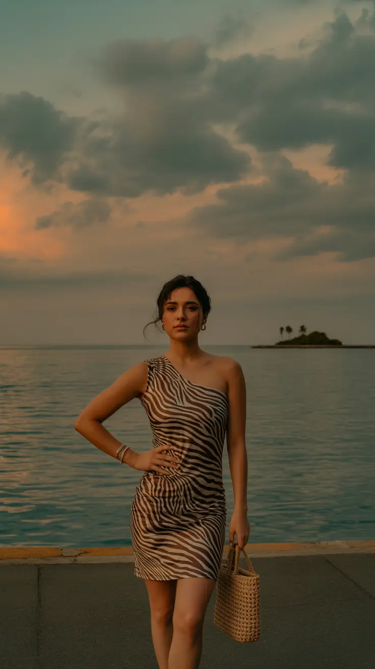 bold spring break outfit 2026 Sunset Glam in Animal-Print Drama