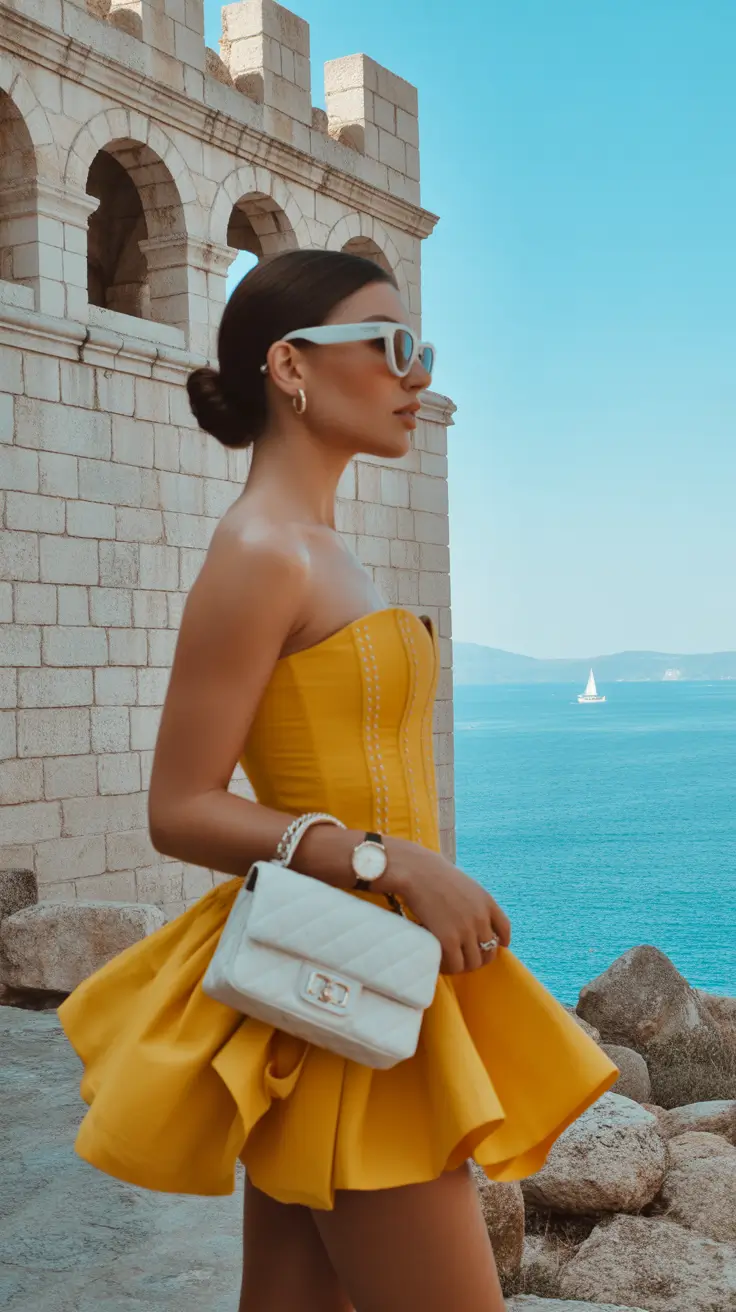 bold spring break outfit 2026 Golden Sunrise Drama for Coastal Adventures