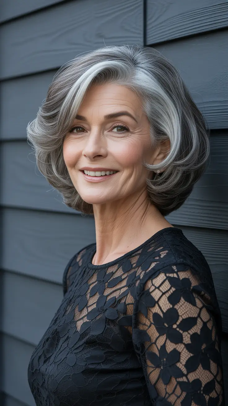 chicest spring haircuts for women over 50 2026 Short Voluminous Silver Shag