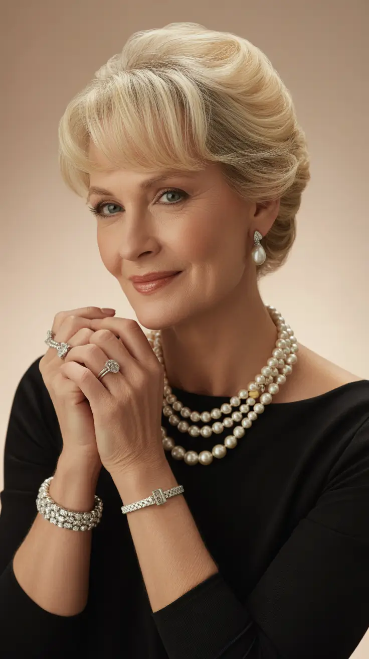 chicest spring haircuts for women over 50 2026 Elegant Blonde Pageboy with Soft Structure