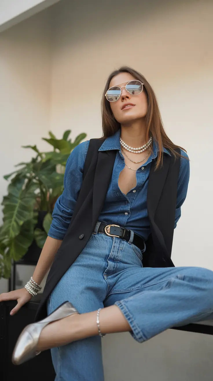 comfortable casual spring outfits 2026 Denim on Denim With Modern Accessories