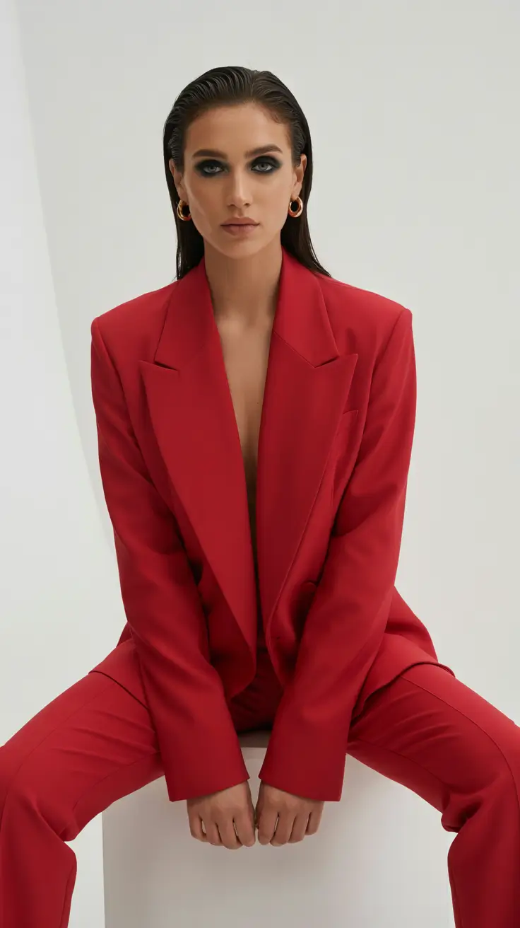 comfortable casual spring outfits 2026 Bold Red Tailoring for Confident Spring Days