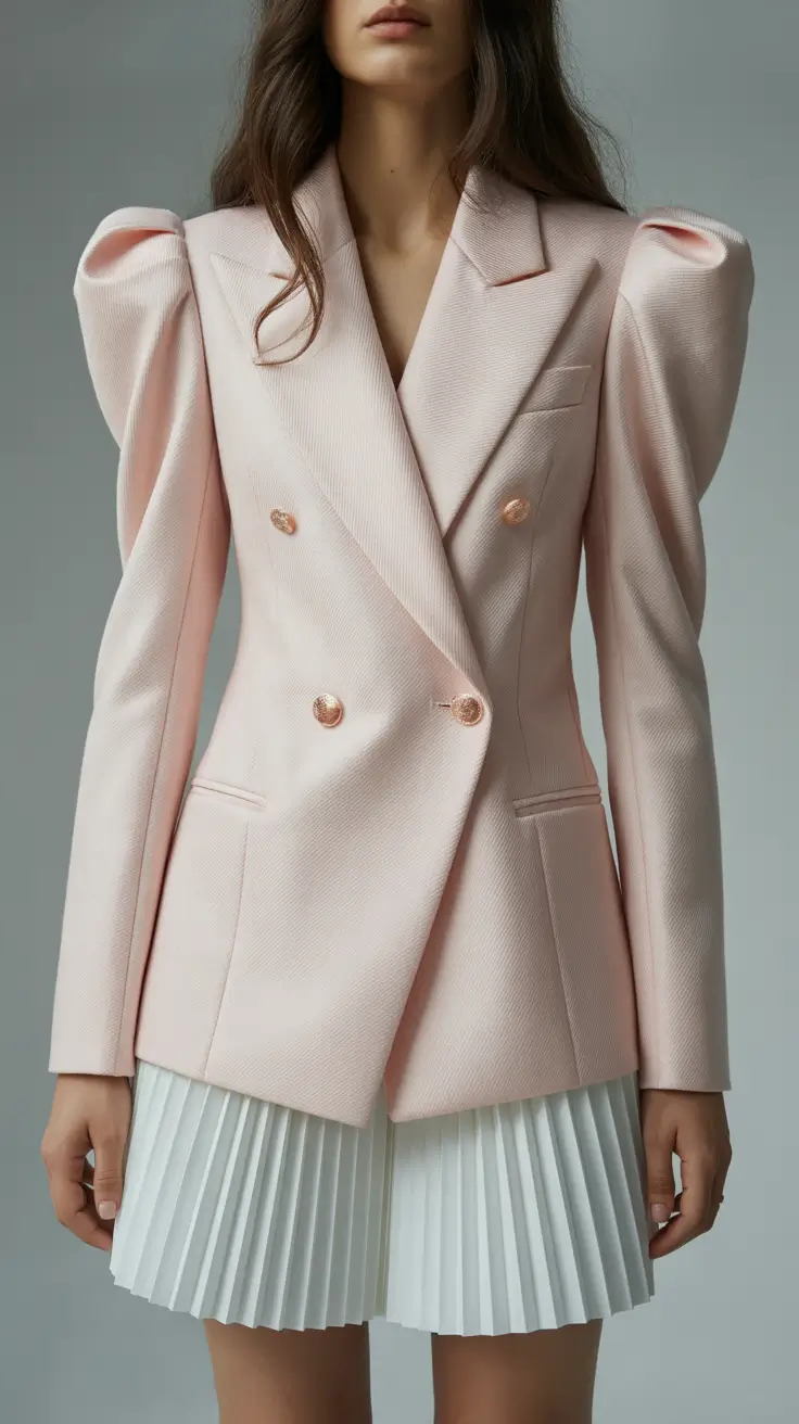 comfortable casual spring outfits 2026 Soft Pastel Structure With a Pleated Mini