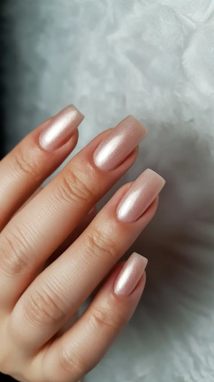 conservative spring nails for work 2026 Pearlescent Nude Chrome Elevated Minimalism