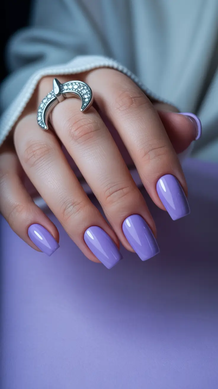 conservative spring nails for work 2026 Soft Lavender Square Fresh but Controlled Pastel