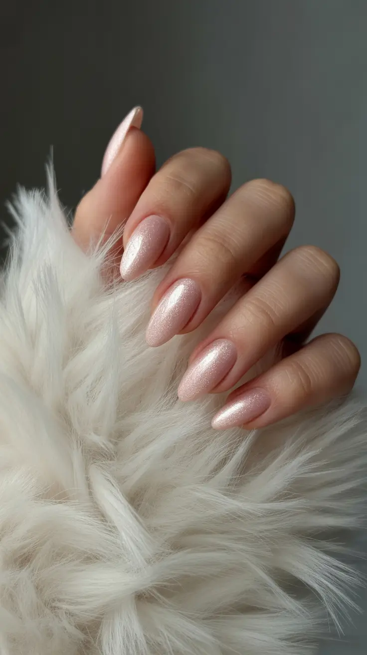 conservative spring nails for work 2026 Champagne Almond Glow Subtle Radiance for the Modern Office