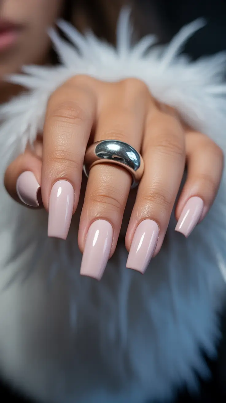 conservative spring nails for work 2026 Milky Pink Coffin Soft Authority