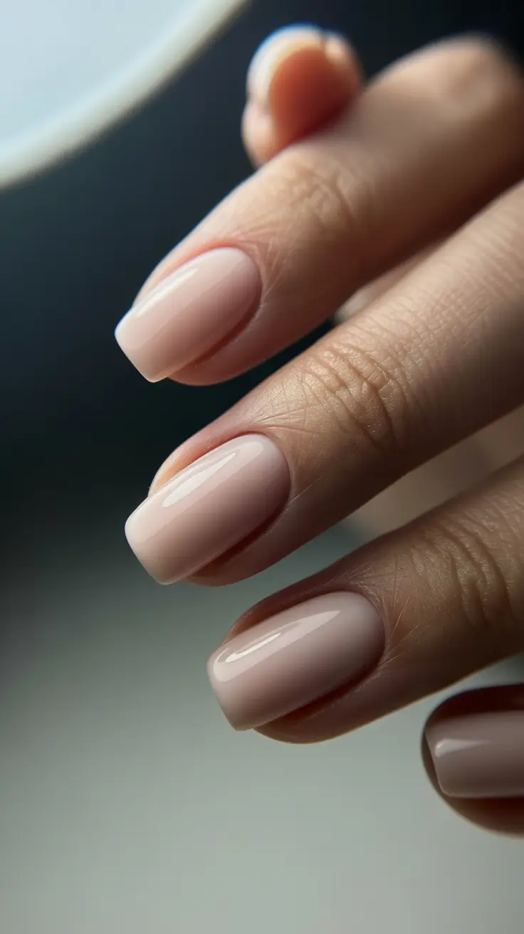 conservative spring nails for work 2026 Soft Beige Almond Understated Authority