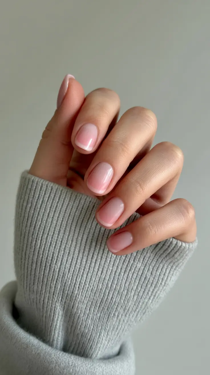 conservative spring nails for work 2026 Soft Pink Gradient The Polished Minimalist Reset