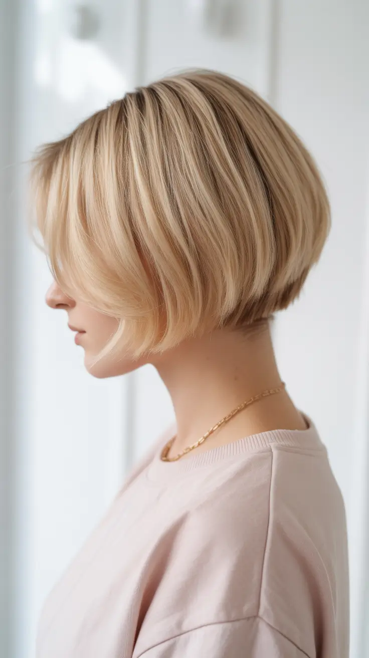 cool spring bob haircut 2026 Soft Layered Blonde Bob With Airy Dimension