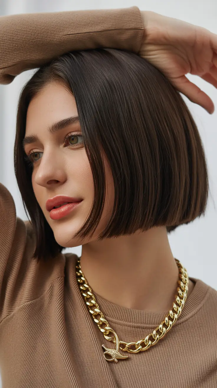 cool spring bob haircut 2026 Chocolate Sleek Contour Bob