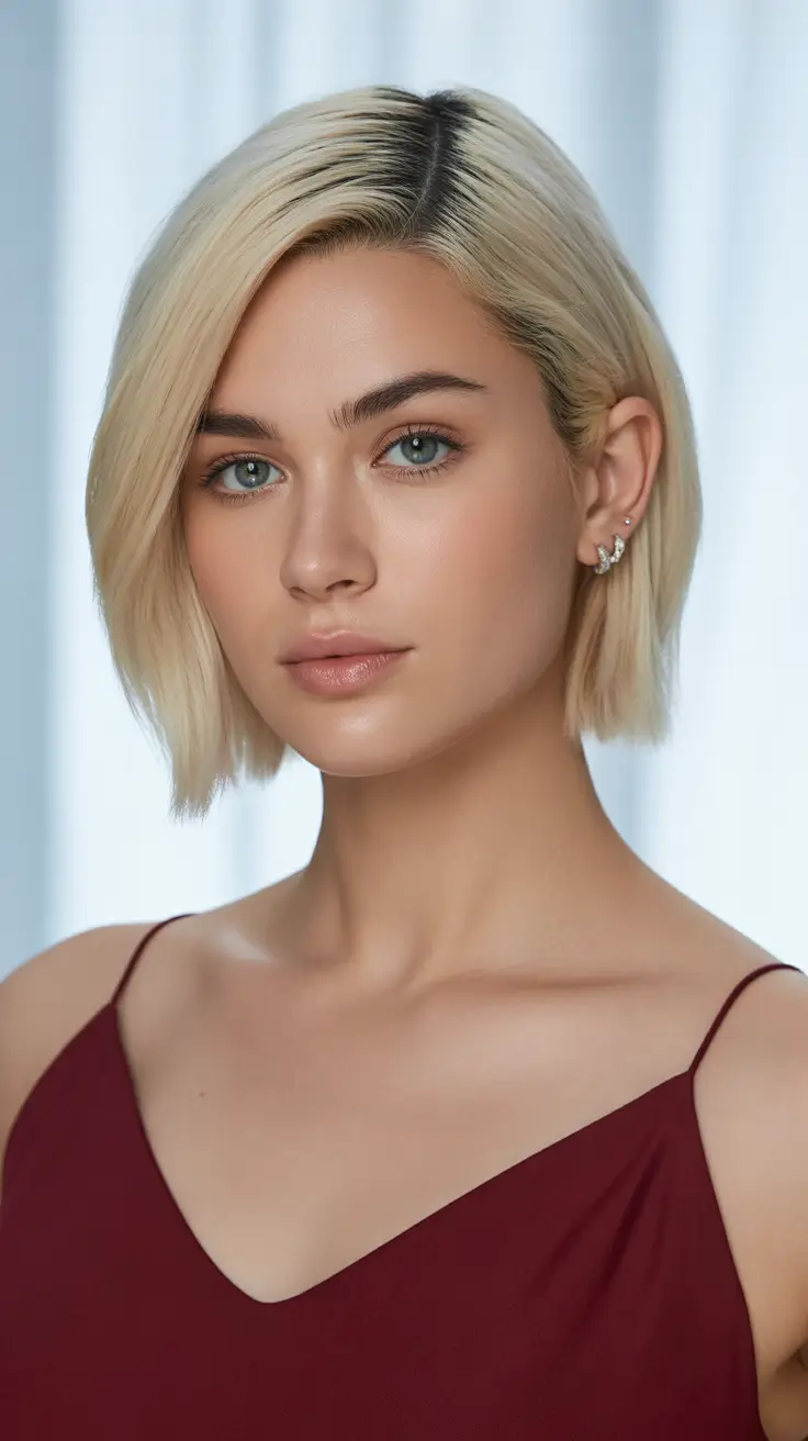 cool spring bob haircut 2026 Soft Vanilla Blonde Side-Part Bob