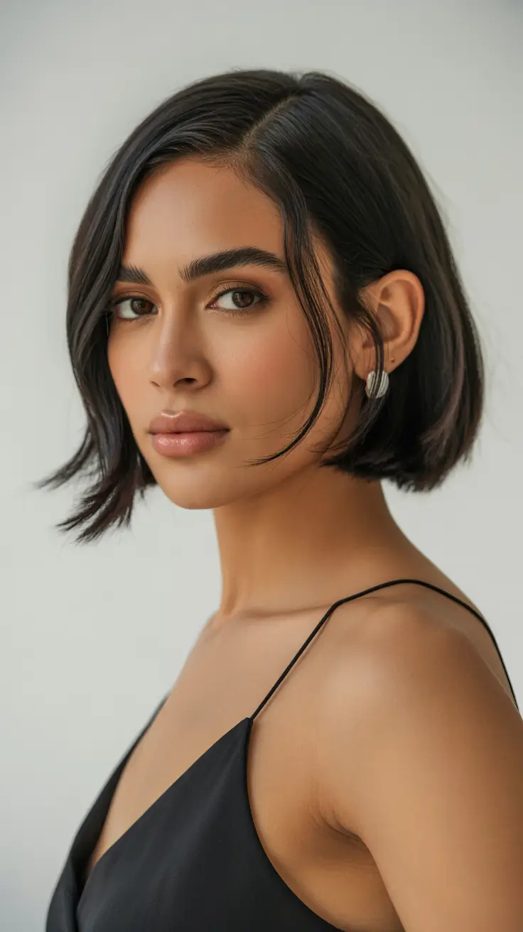 cool spring bob haircut 2026 Glossy Jet Black Micro Bob