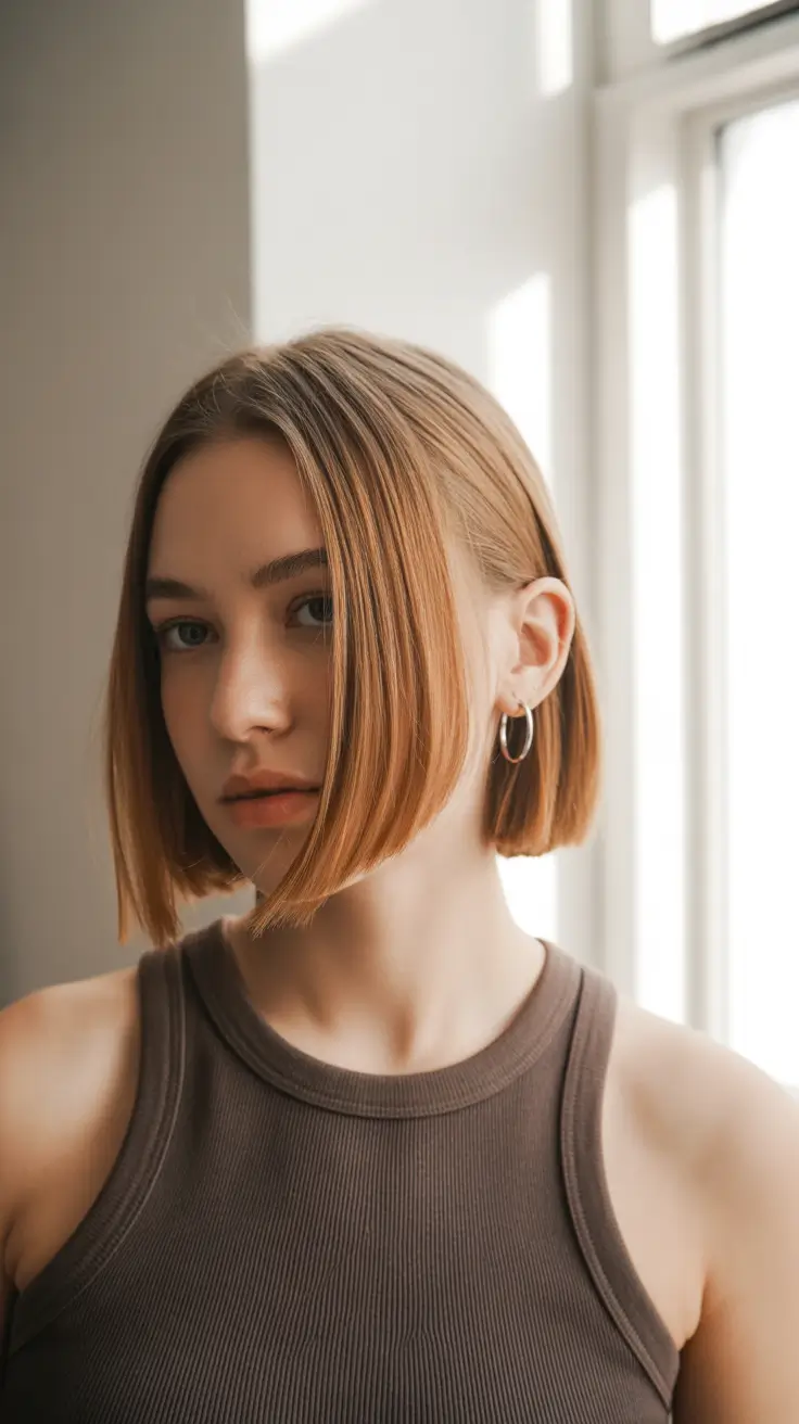 cool spring bob haircut 2026 Soft Caramel Minimalist Bob