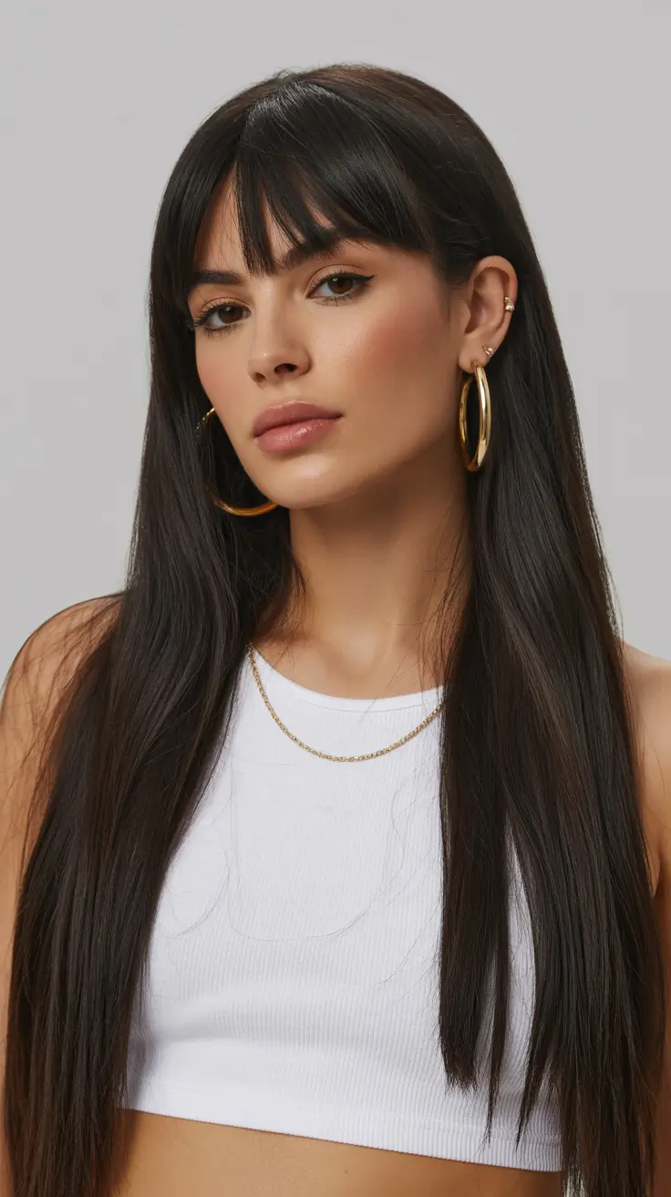 dreamy spring haircuts 2026 Sleek Long Layers With Soft Fringe