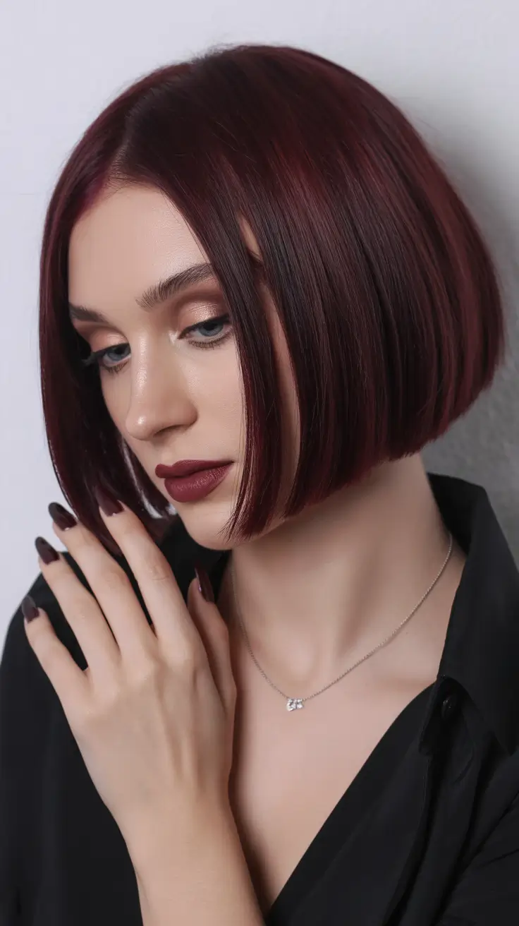 dreamy spring haircuts 2026 Burgundy Velvet Bob
