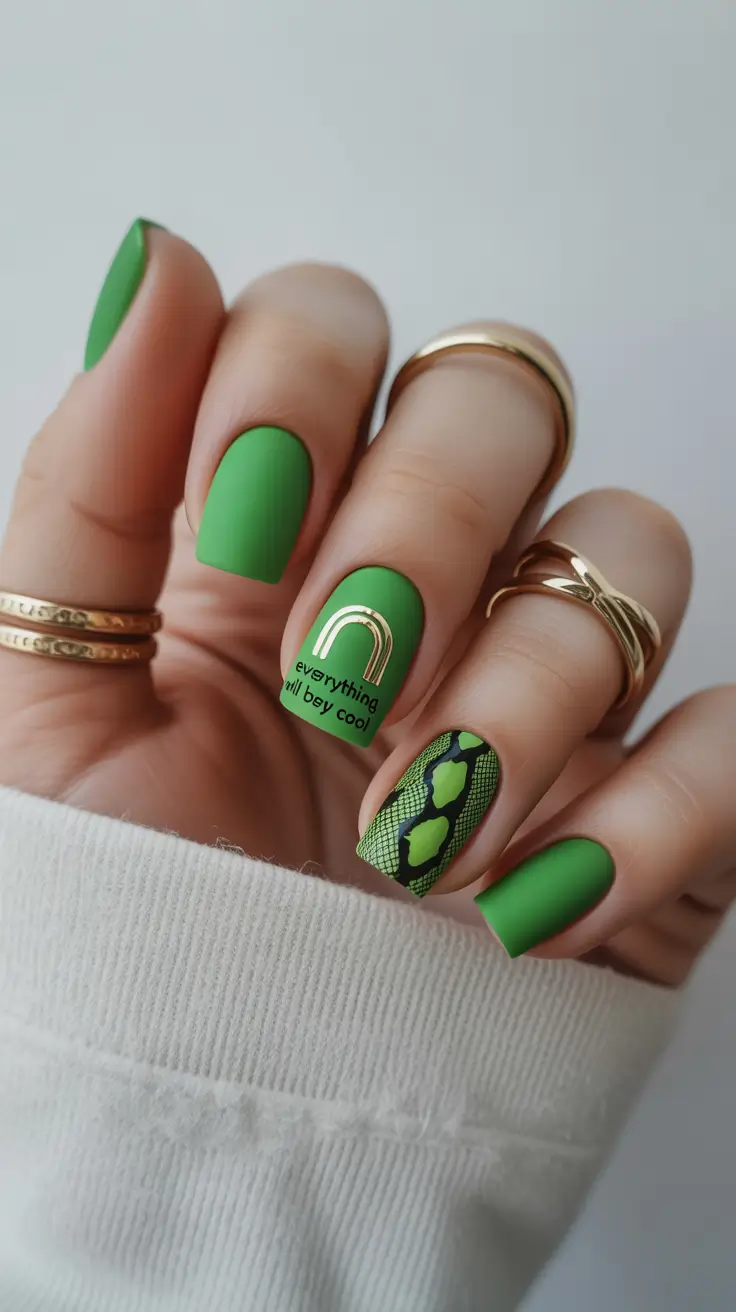 Fresh Spring Nails Acrylic 2026 Bold Green Vibes