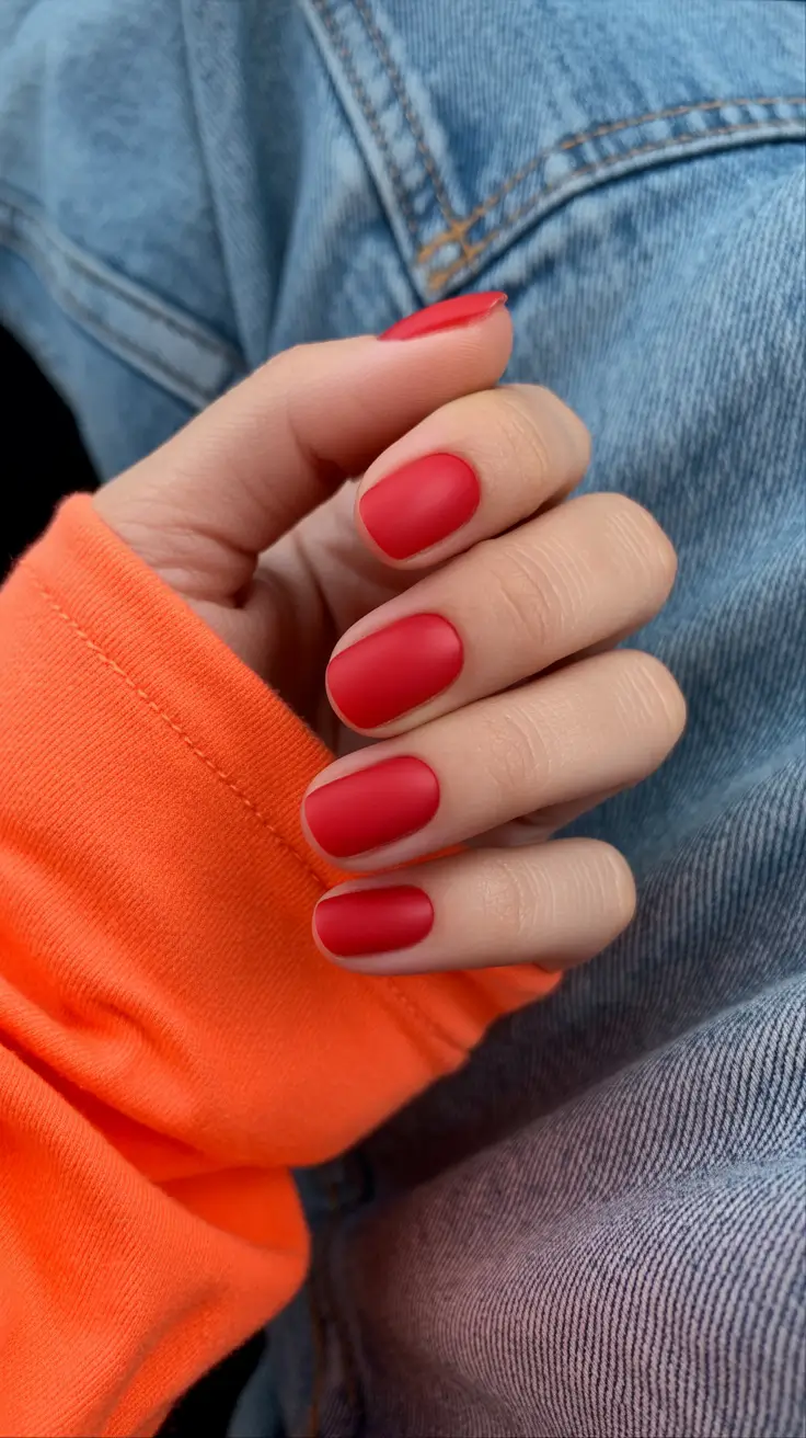 Fresh Spring Nails Acrylic 2026 Matte Red Perfection