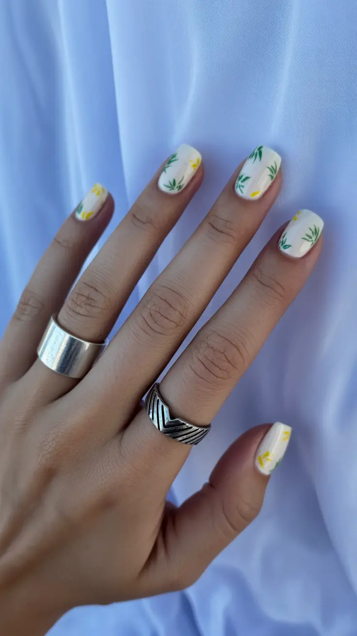 Fresh Spring Nails Acrylic 2026 Floral White Bliss