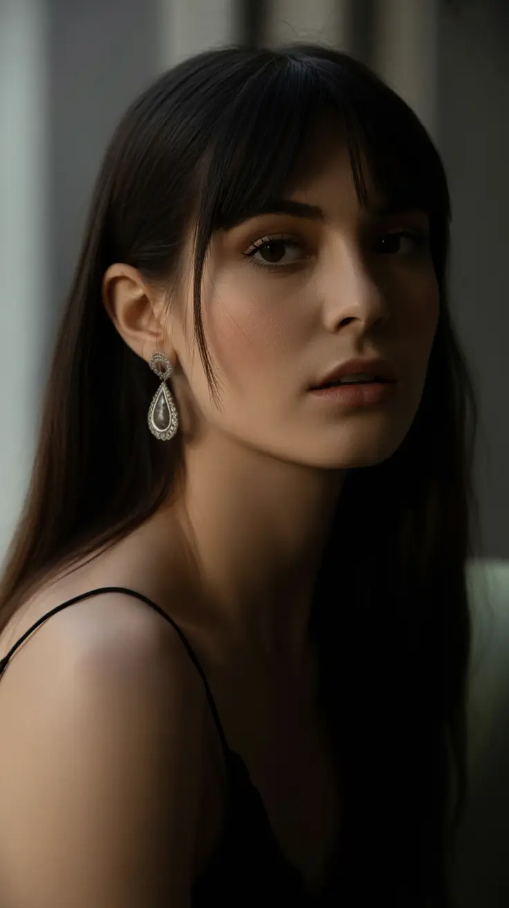 gorgeous spring brunette hair color 2026 Sleek Straight Brunette With Soft Spring Bangs