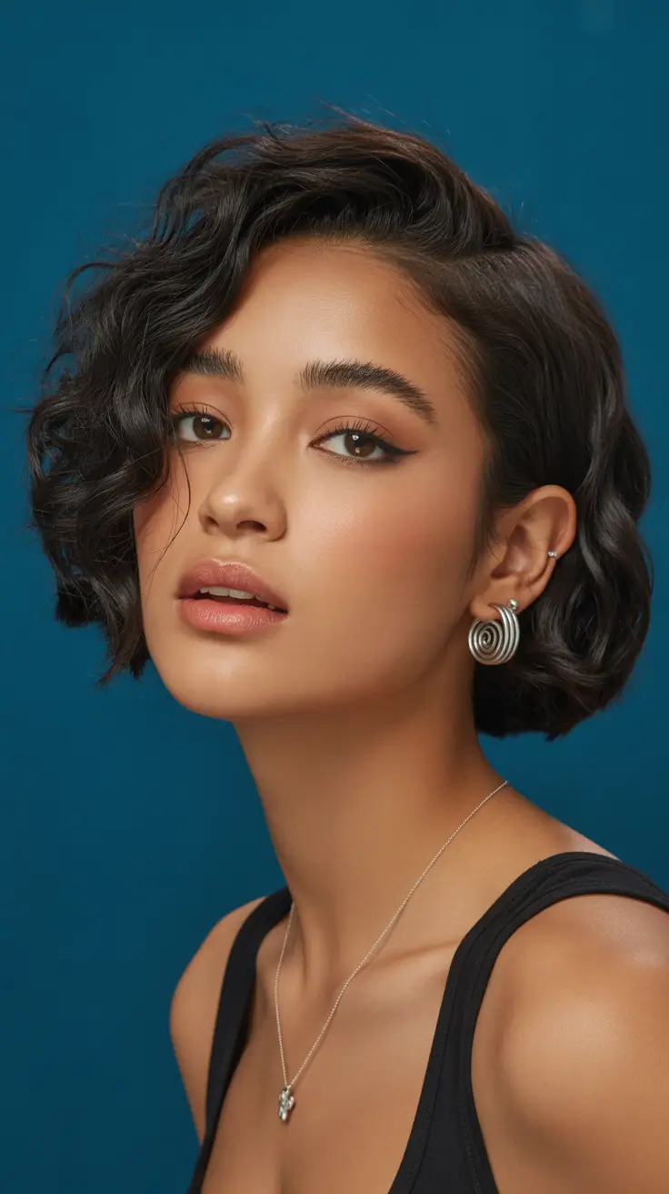 gorgeous spring brunette hair color 2026 Short Curly Brunette Bob With Sculpted Dimension