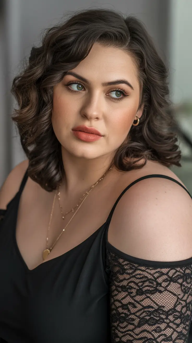 Gorgeous Spring Haircuts for Plus Size Women 2026 Romantic Sculpted Curls with Soft Side Part