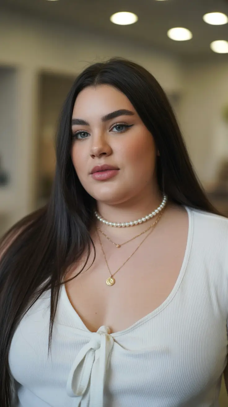 Gorgeous Spring Haircuts for Plus Size Women 2026 Ultra-Long Glossy Length with Sleek Center Part