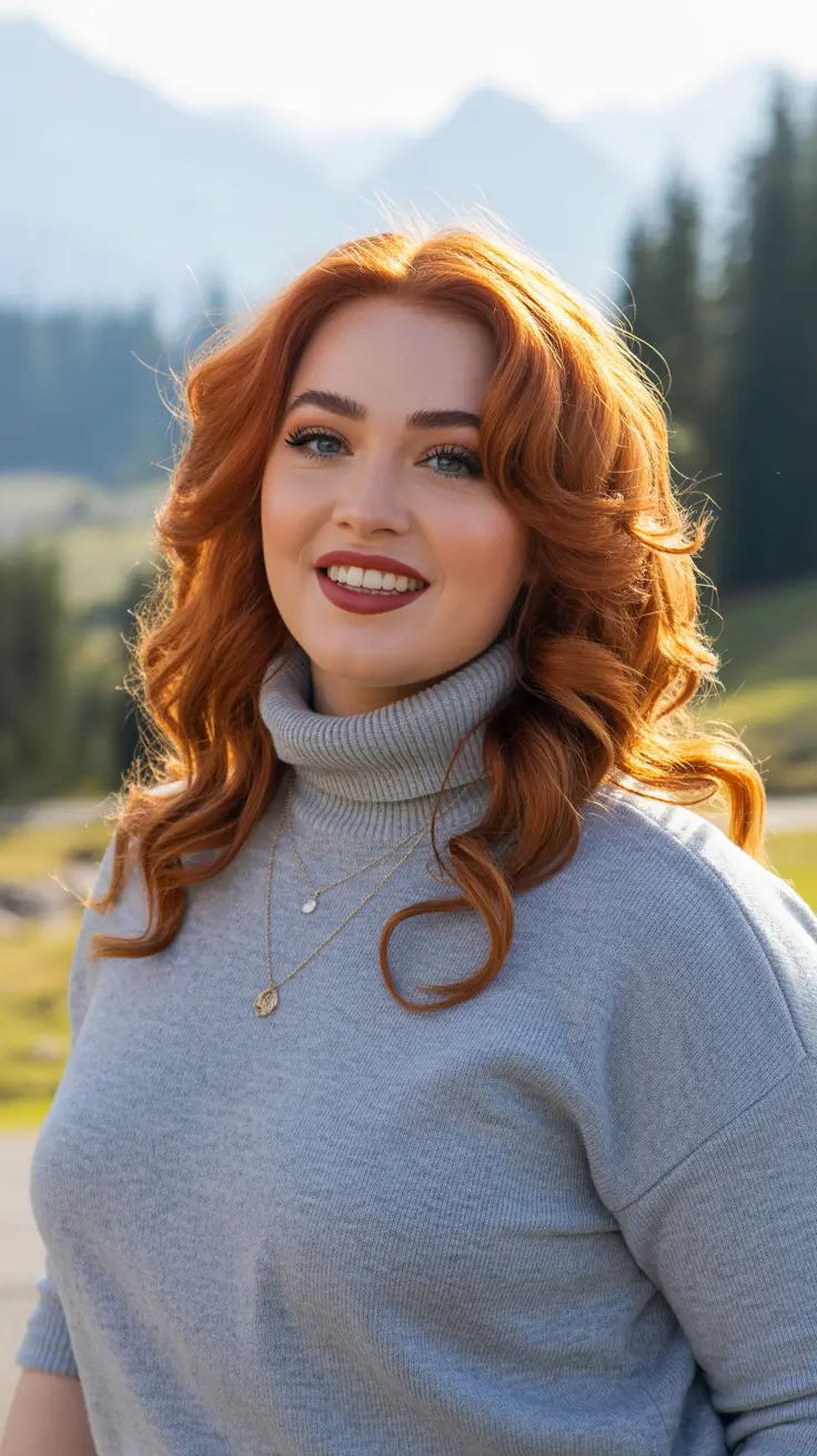 Gorgeous Spring Haircuts for Plus Size Women 2026 Voluminous Copper Curls for Spring Warmth