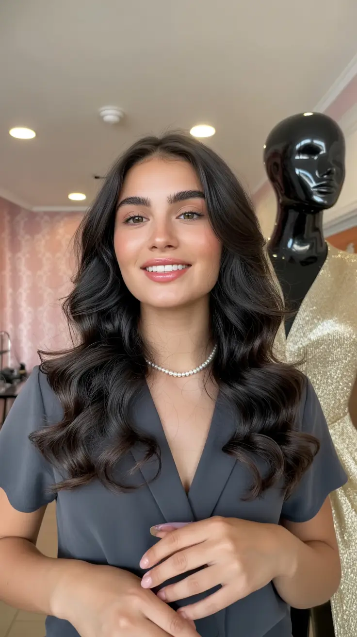 gorgeous spring long haircut looks 2026 Espresso Soft Waves With Modern Classic Finish