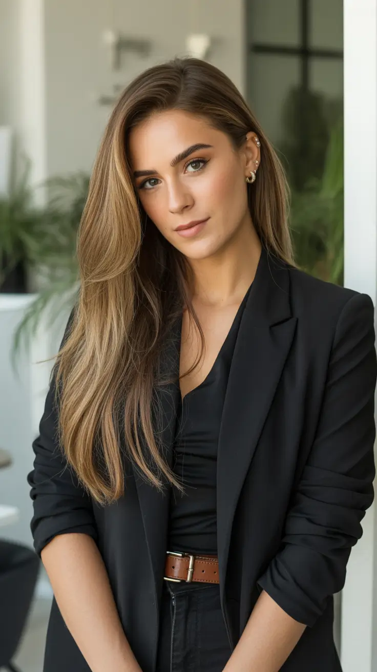 gorgeous spring long haircut looks 2026 Honey-Toffee Contour With Face-Framing Brightness