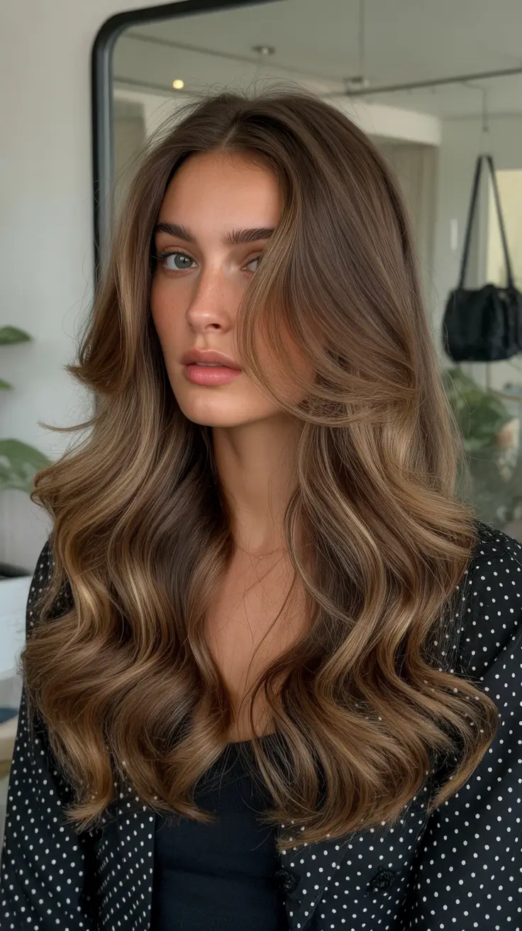 gorgeous spring long haircut looks 2026 Soft Mocha Balayage With Airy Face-Framing Lift