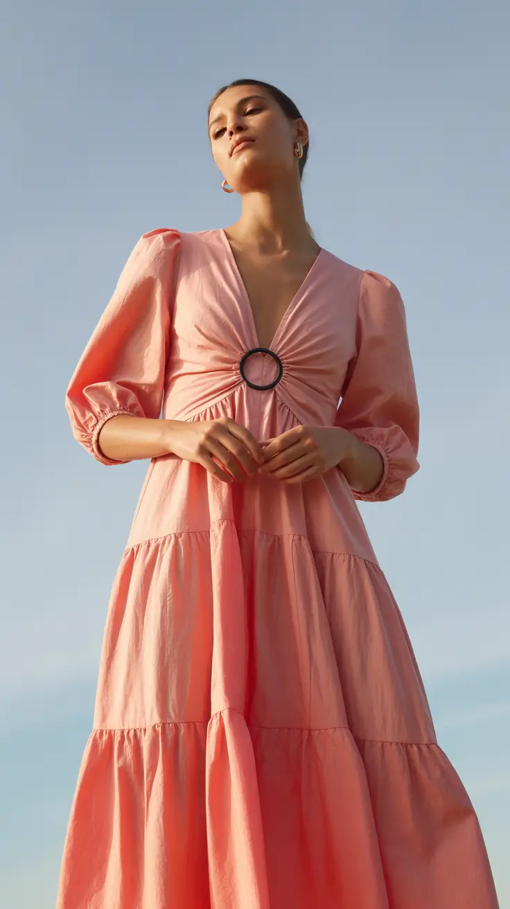 linen spring dress outfits 2026 Peachy Sunrise Tiers With Soft Romantic Drama