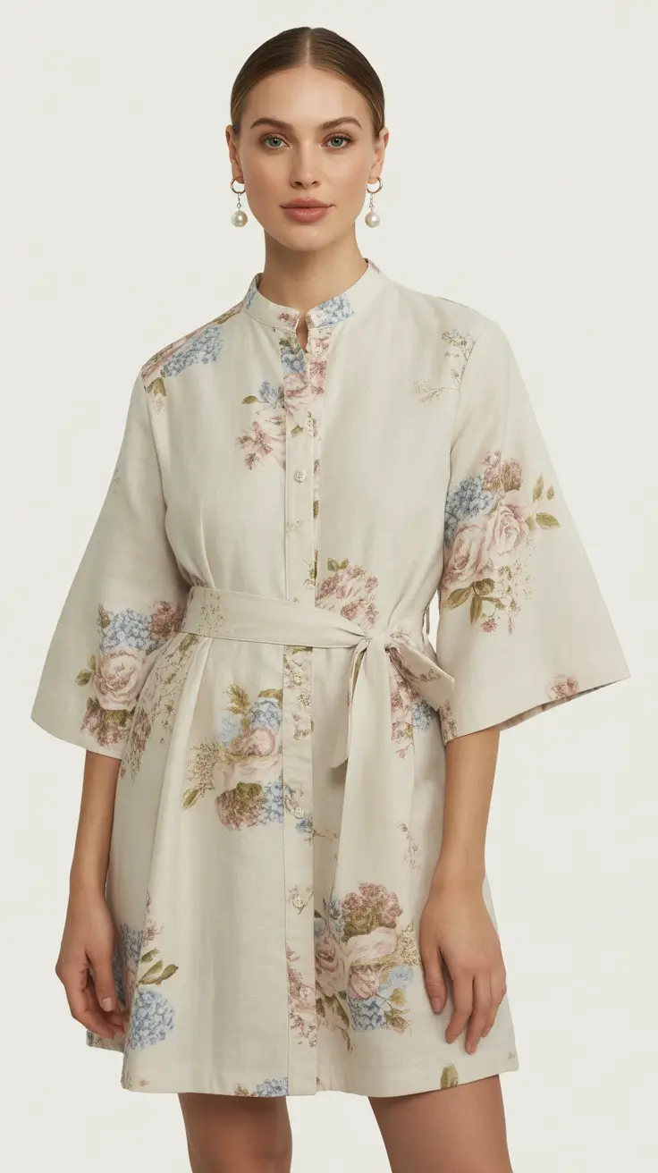 linen spring dress outfits 2026 Soft Floral Linen With Gentle Vintage Charm