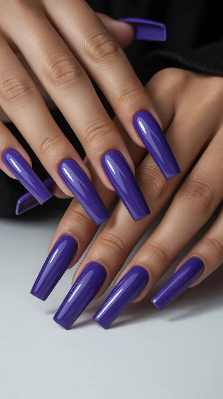 March Nails 2026 Ultra-Violet Coffin Shine