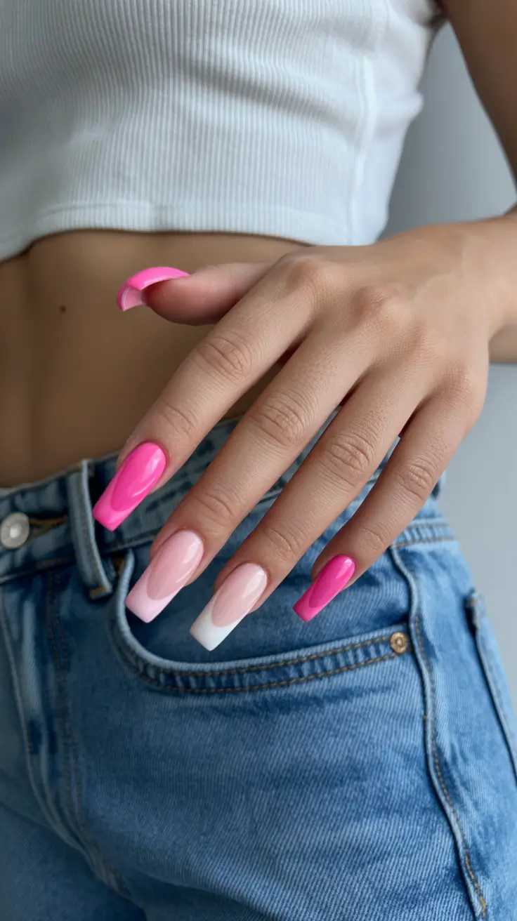 March Nails 2026 Pink Glow Gradient