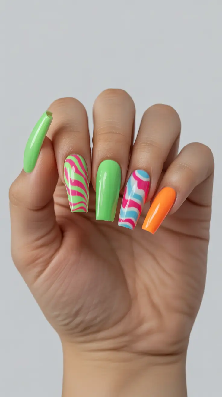 March Nails 2026 Neon Pop Spring Mix